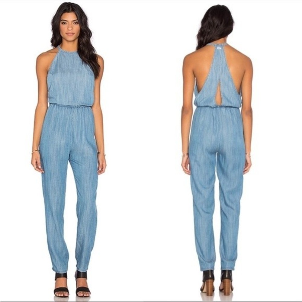 RVCA BE ABOUT IT JUMPSUIT IN CHAMBRAY